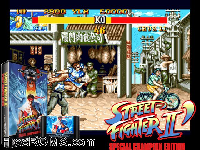Street Fighter 2 Special Champion Edition Genesis game showing 3D box cover and gameplay screenshot