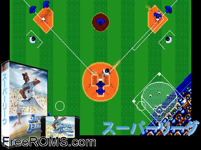 Super League (Japan) Genesis game showing 3D box cover and gameplay screenshot