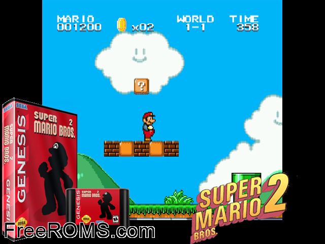 Super Mario 2 1998 Genesis game showing 3D box cover and gameplay screenshot