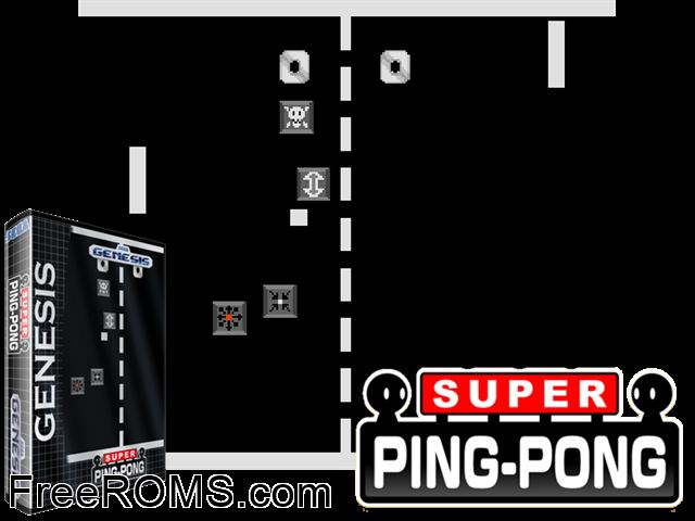 Super Ping-Pong Genesis game showing 3D box cover and gameplay screenshot