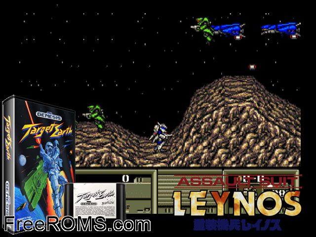 Target Earth Genesis game showing 3D box cover and gameplay screenshot