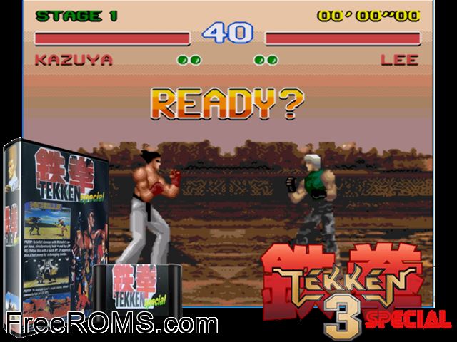 Tekken 3 Special Genesis game showing 3D box cover and gameplay screenshot