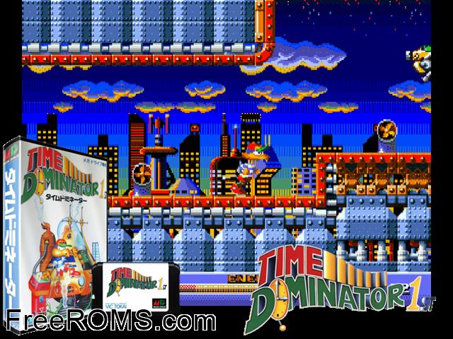 Time Dominator 1st (Japan) Genesis game showing 3D box cover and gameplay screenshot