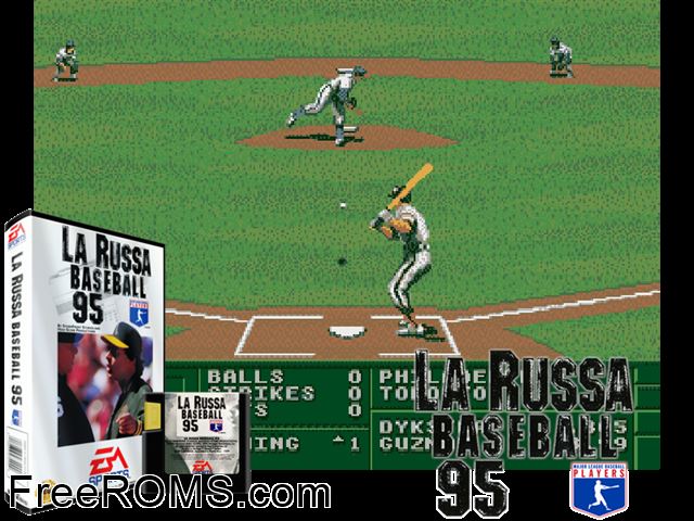 Tony La Russa 95 Genesis game showing 3D box cover and gameplay screenshot
