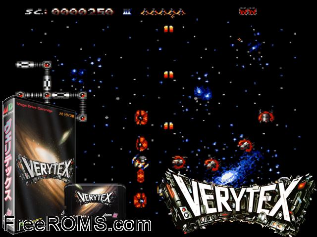 Verytex Genesis game showing 3D box cover and gameplay screenshot
