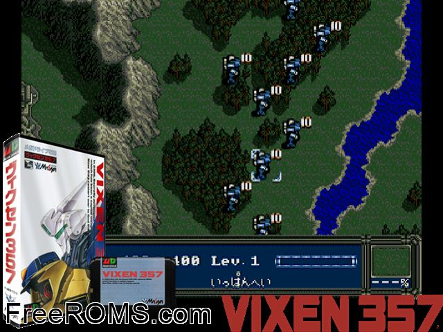 Vixen 357 Jap Genesis game showing 3D box cover and gameplay screenshot