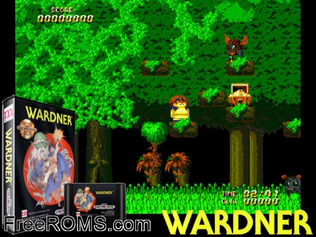 Wardner Genesis game showing 3D box cover and gameplay screenshot