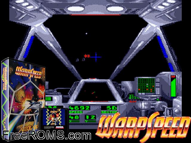 Warpspeed Genesis game showing 3D box cover and gameplay screenshot