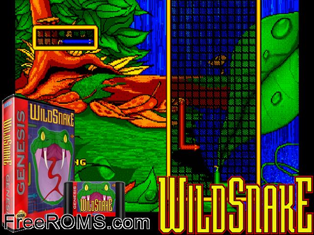 Wild Snake Genesis game showing 3D box cover and gameplay screenshot