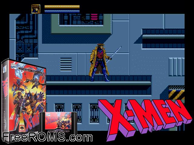 X-Men Genesis game showing 3D box cover and gameplay screenshot