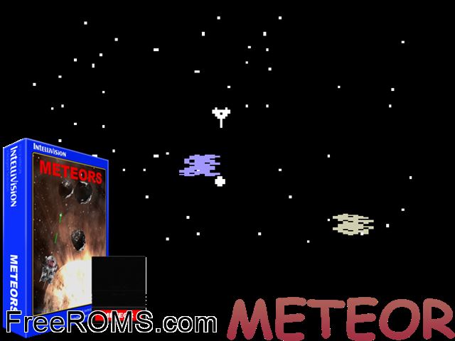 Astrosmash - Meteor (1981)(Mattel) Intellivision game showing 3D box cover and gameplay screenshot
