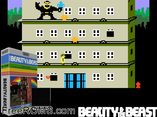 Beauty and the Beast (1982)(Imagic) Intellivision game showing 3D box cover and gameplay screenshot