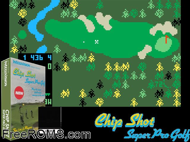 Chip Shot - Super Pro Golf (1987)(Intv Corp) Intellivision game showing 3D box cover and gameplay screenshot