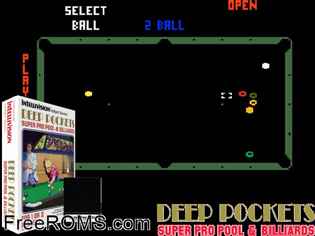 Deep Pockets - Super Pro Pool and Billiards (1990)(Realtime) Intellivision game showing 3D box cover and gameplay screenshot