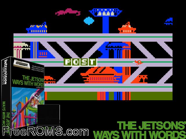 Jetsons, The - Ways With Words (1983)(Mattel) Intellivision game showing 3D box cover and gameplay screenshot