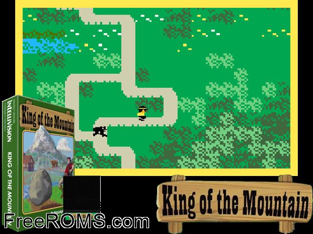 King of the Mountain (1982)(Mattel) Intellivision game showing 3D box cover and gameplay screenshot
