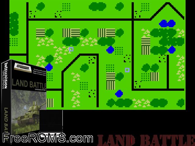 Land Battle (1982)(Mattel) Intellivision game showing 3D box cover and gameplay screenshot