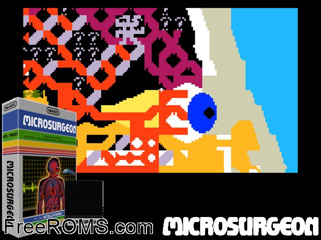Microsurgeon (1982)(Imagic) Intellivision game showing 3D box cover and gameplay screenshot