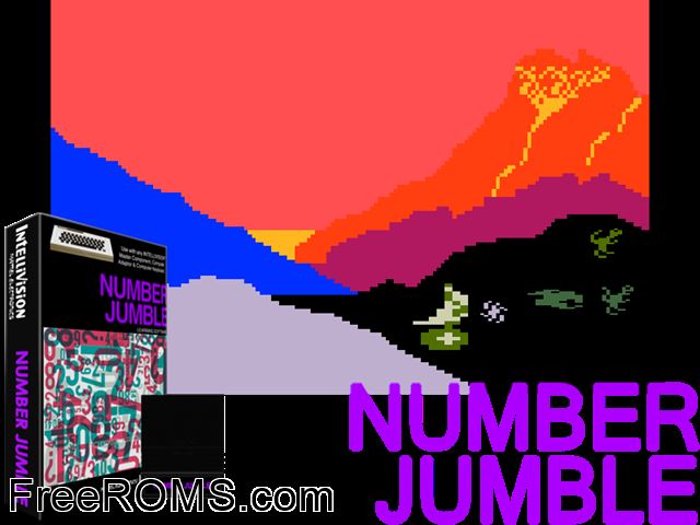 Number Jumble (1983)(Mattel) Intellivision game showing 3D box cover and gameplay screenshot