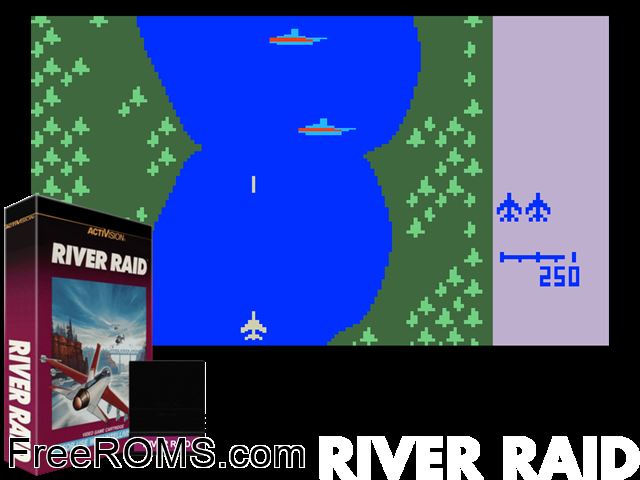 River Raid v1 (1982-83)(Activision)(proto) Intellivision game showing 3D box cover and gameplay screenshot