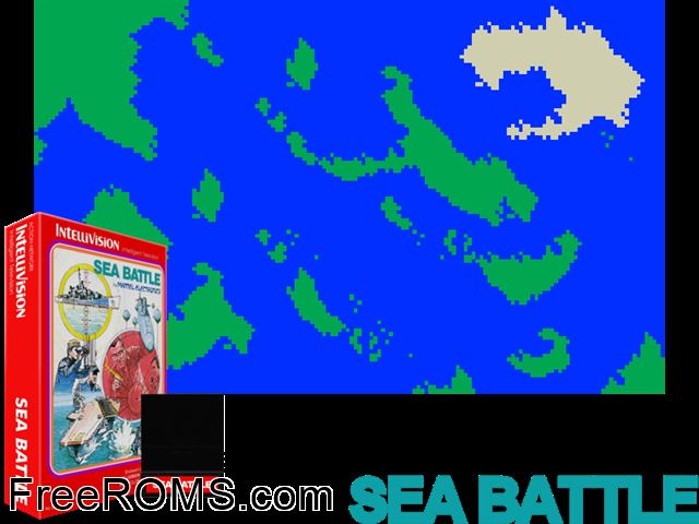 Sea Battle (1980)(Mattel) Intellivision game showing 3D box cover and gameplay screenshot