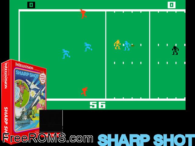 Sharp Shot (1982)(Mattel) Intellivision game showing 3D box cover and gameplay screenshot