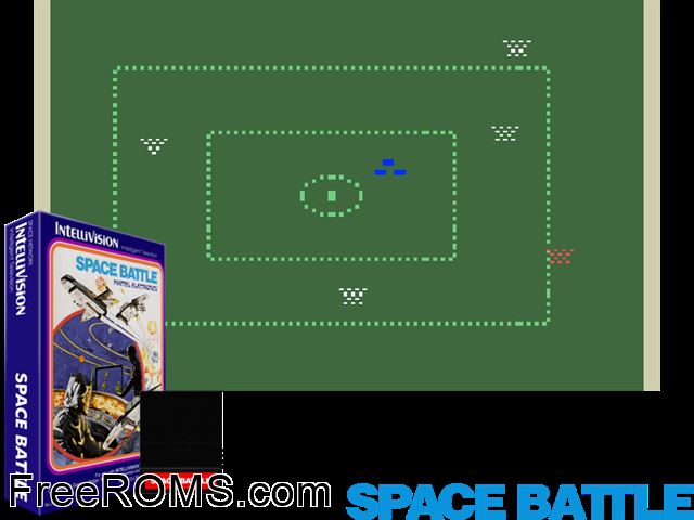 Space Battle (1979)(Mattel) Intellivision game showing 3D box cover and gameplay screenshot