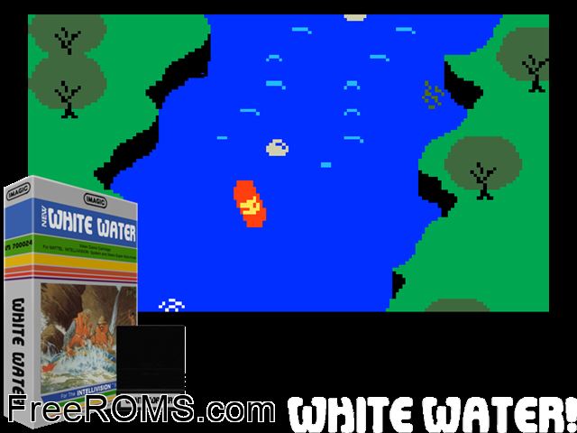 White Water! (1983)(Imagic) Intellivision game showing 3D box cover and gameplay screenshot