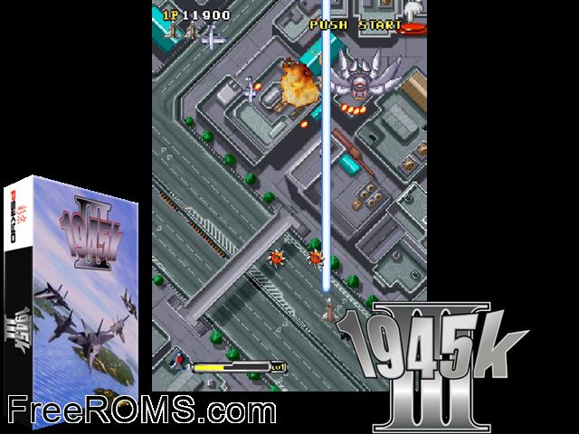 1945k III MAME game showing 3D box cover and gameplay screenshot