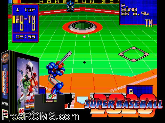 2020 Super Baseball (set 1) MAME game showing 3D box cover and gameplay screenshot