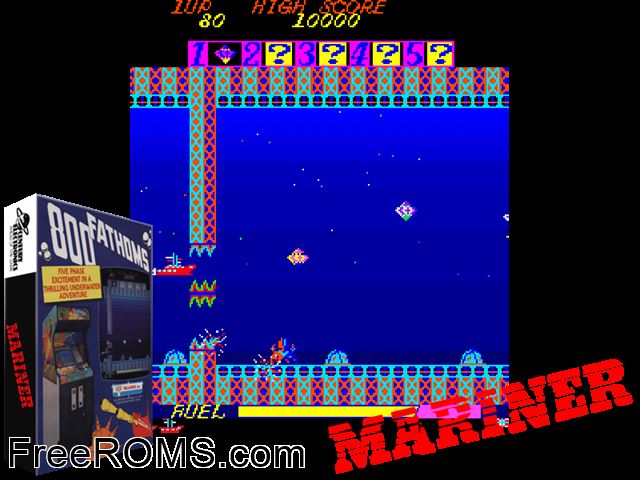 800 Fathoms MAME game showing 3D box cover and gameplay screenshot