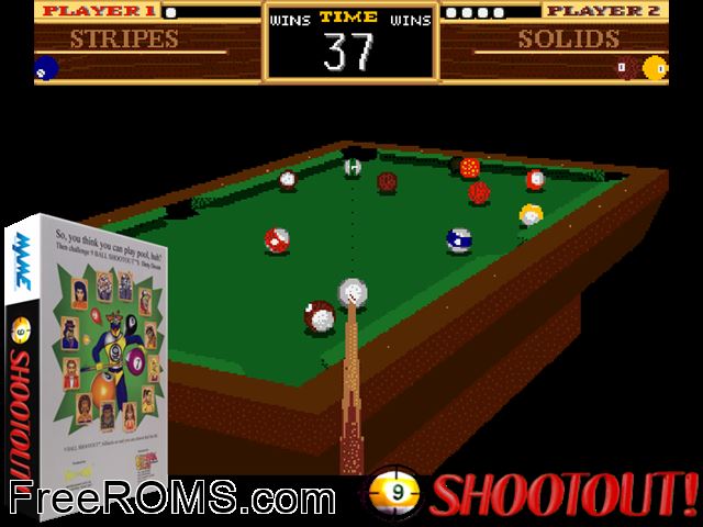 9-Ball Shootout (set 2) MAME game showing 3D box cover and gameplay screenshot