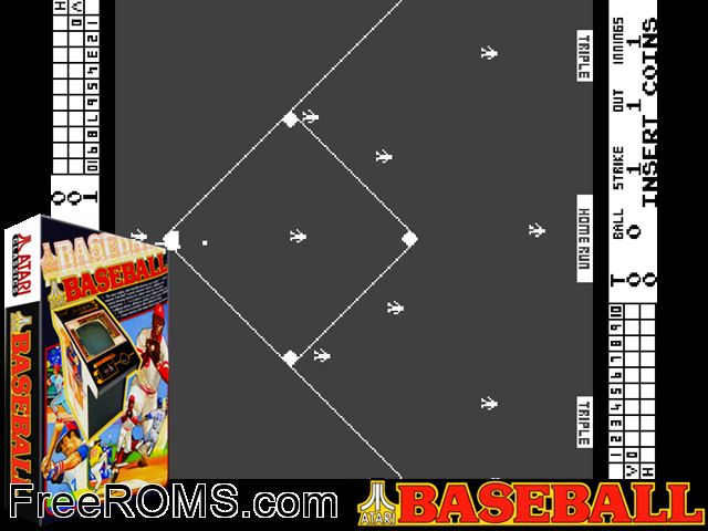 Atari Baseball (set 2) MAME game showing 3D box cover and gameplay screenshot