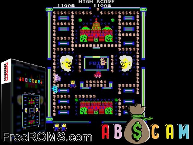 Abscam MAME game showing 3D box cover and gameplay screenshot