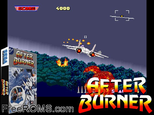After Burner (Japan) MAME game showing 3D box cover and gameplay screenshot