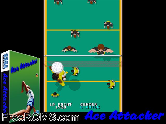 Ace Attacker (FD1094 317-0060) MAME game showing 3D box cover and gameplay screenshot