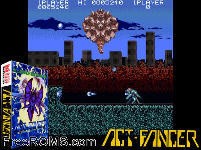 Act-Fancer Cybernetick Hyper Weapon (World revision 2) MAME game showing 3D box cover and gameplay screenshot
