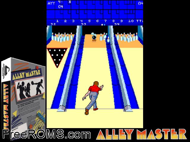 Alley Master MAME game showing 3D box cover and gameplay screenshot