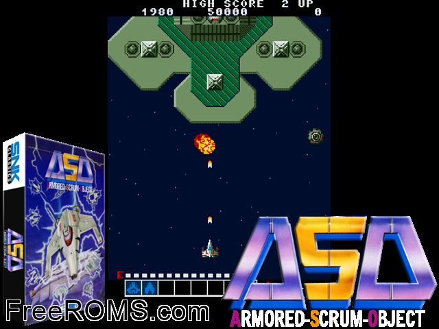 Alpha Mission MAME game showing 3D box cover and gameplay screenshot