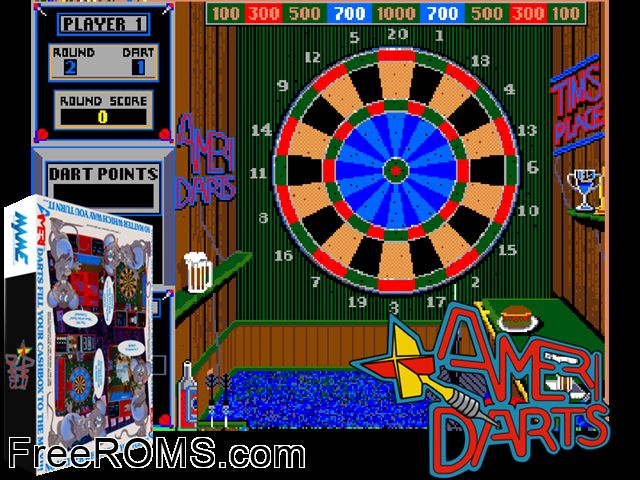 AmeriDarts (set 2) MAME game showing 3D box cover and gameplay screenshot