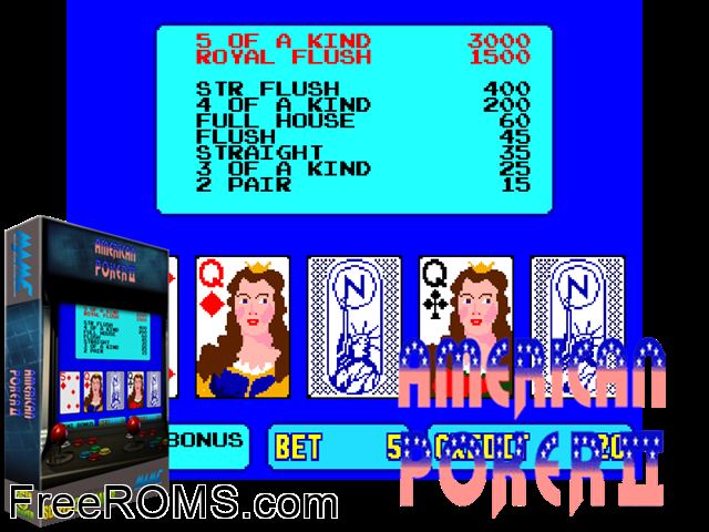 American Poker II (set 1) MAME game showing 3D box cover and gameplay screenshot