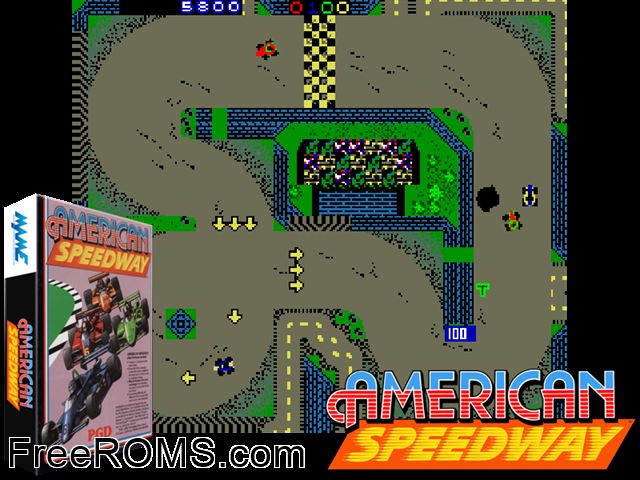 American Speedway (set 1) MAME game showing 3D box cover and gameplay screenshot