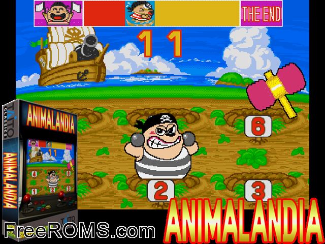 Animalandia Jr. MAME game showing 3D box cover and gameplay screenshot