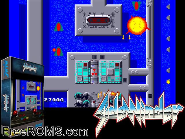 Sidewinder (Arcadia, V 2.1) MAME game showing 3D box cover and gameplay screenshot