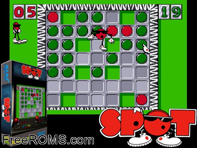 Spot (Arcadia) MAME game showing 3D box cover and gameplay screenshot