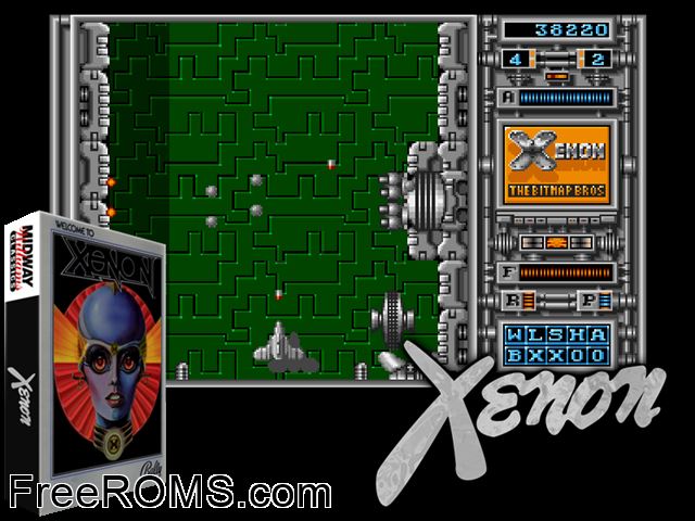 Xenon (Arcadia, V 2.3) MAME game showing 3D box cover and gameplay screenshot