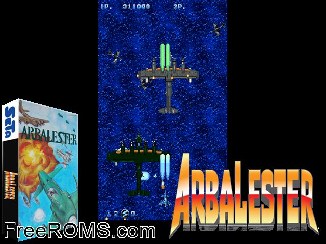 Arbalester MAME game showing 3D box cover and gameplay screenshot
