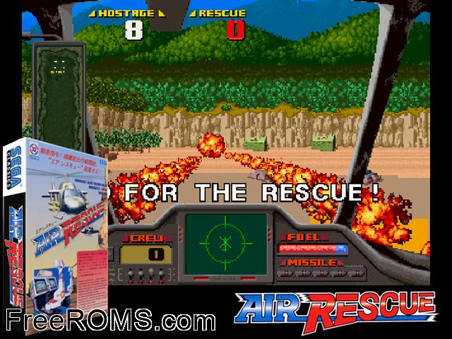 Air Rescue MAME game showing 3D box cover and gameplay screenshot