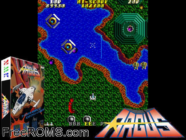 Argus MAME game showing 3D box cover and gameplay screenshot
