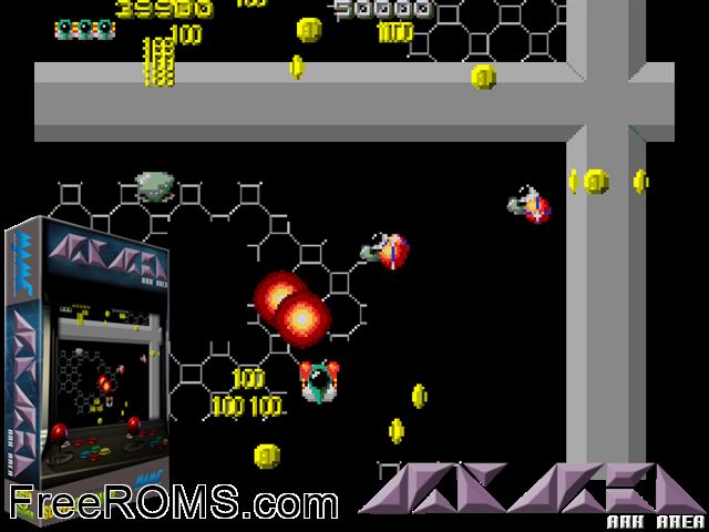 Ark Area MAME game showing 3D box cover and gameplay screenshot